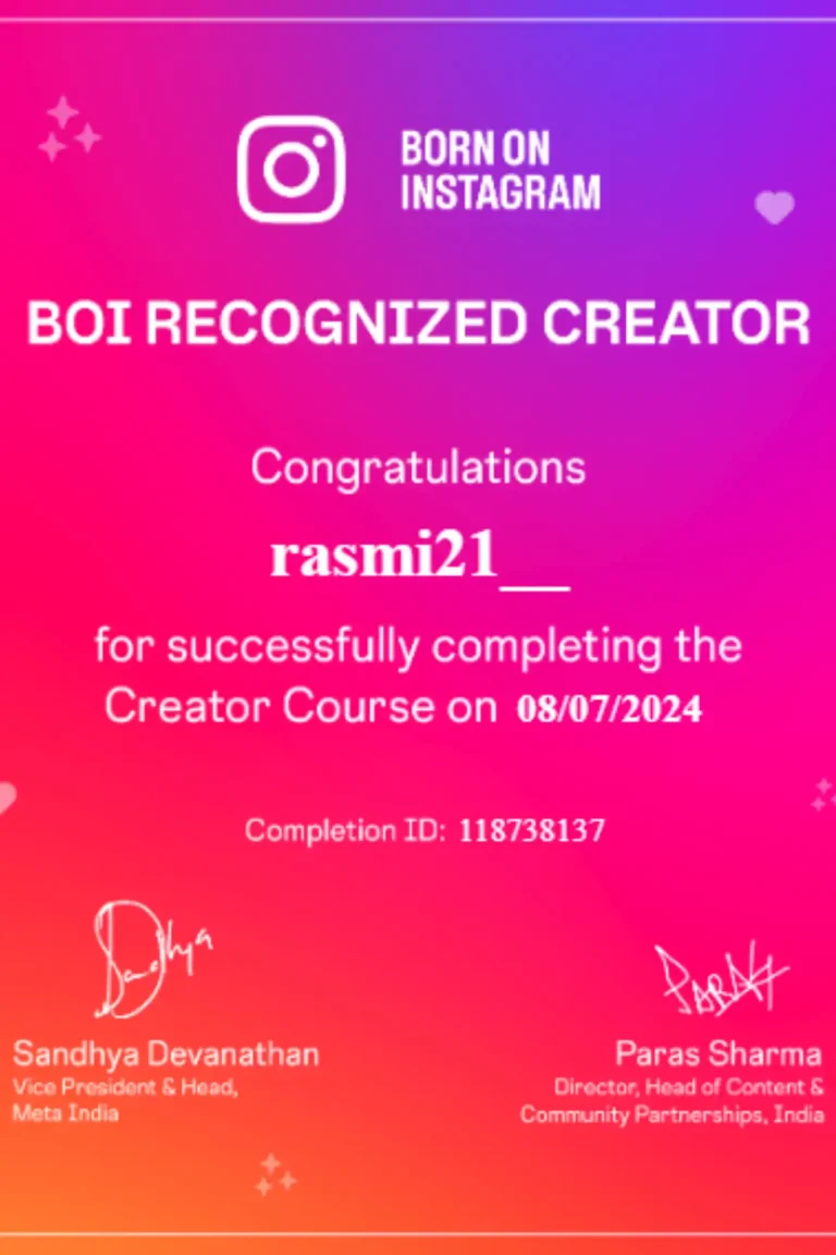 SEO Specialist in kerala certification in Creator Course from Born On Instagram