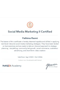 best freelance digital marketer in kerala certification of Social Media 2 from Hubspot academy
