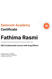 best freelance digital marketer in thrissur certificate in SEO fundamentals course with Greg Gifford from Semrush Academy