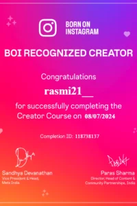 SEO Specialist in kerala certification in Creator Course from Born On Instagram